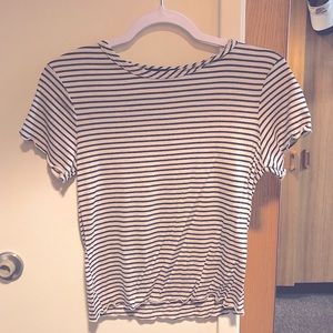 Ruffle-Edge Striped Crop Top